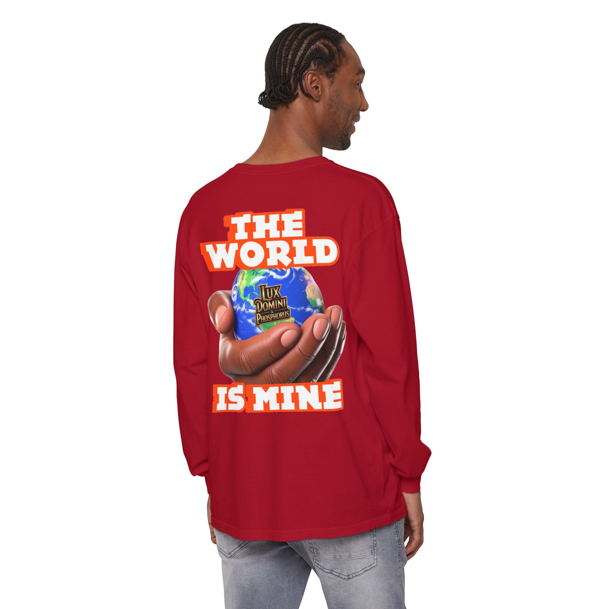 Garment-dyed Long Sleeve T-Shirt - The World Is Mine