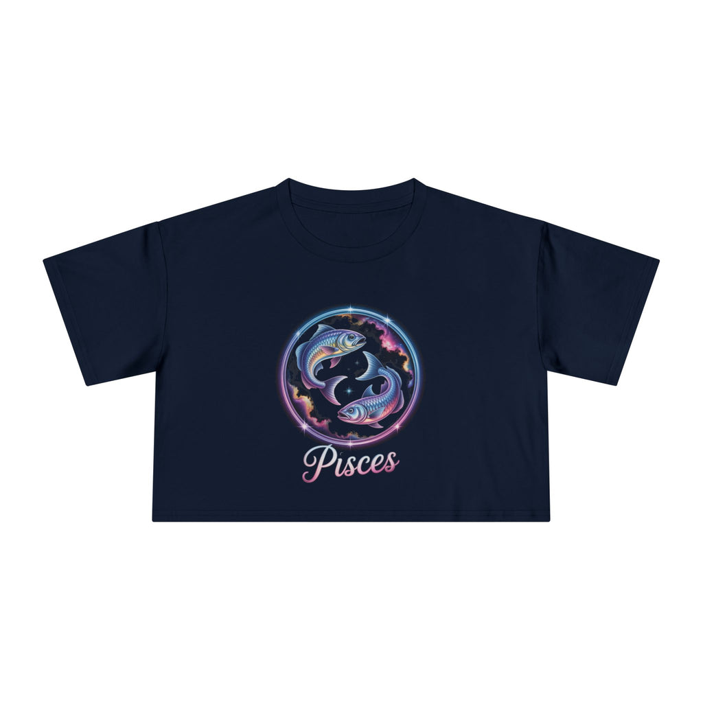 Pisces Watercolor Crop Tee — Zodiac Fish Astrological Women's Top