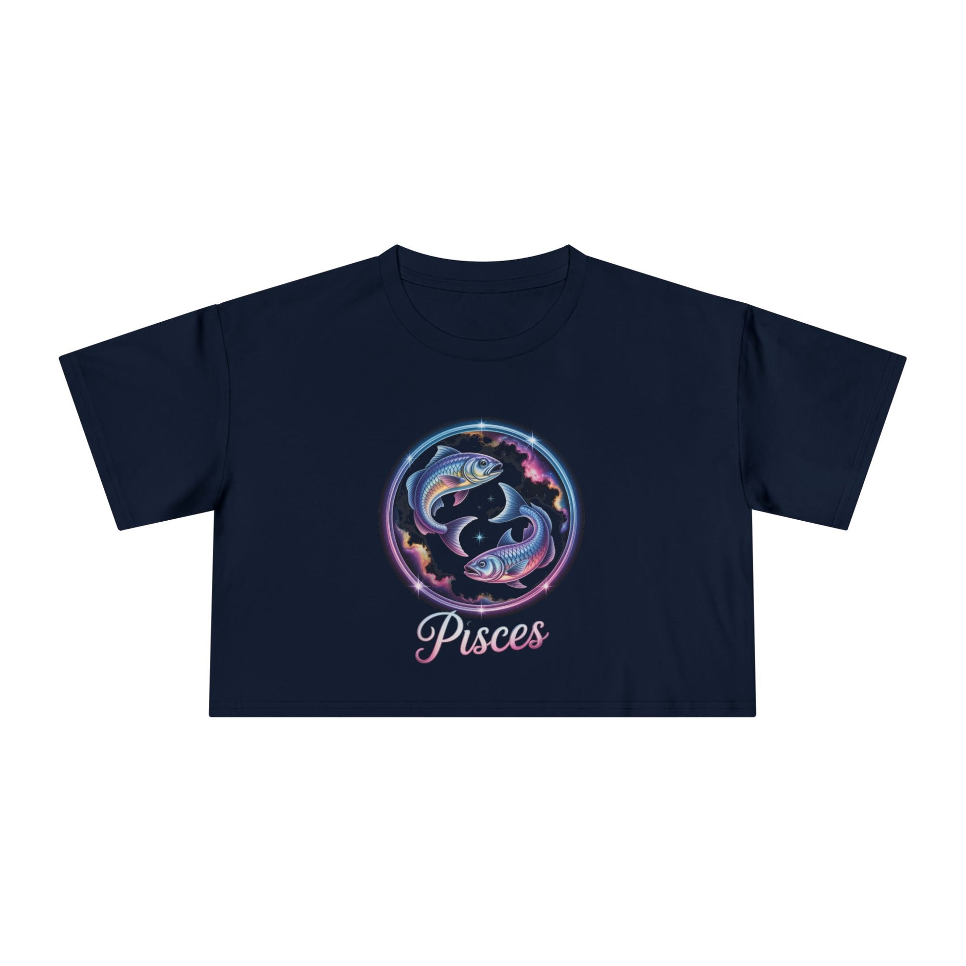 Pisces Watercolor Crop Tee — Zodiac Fish Astrological Women's Top