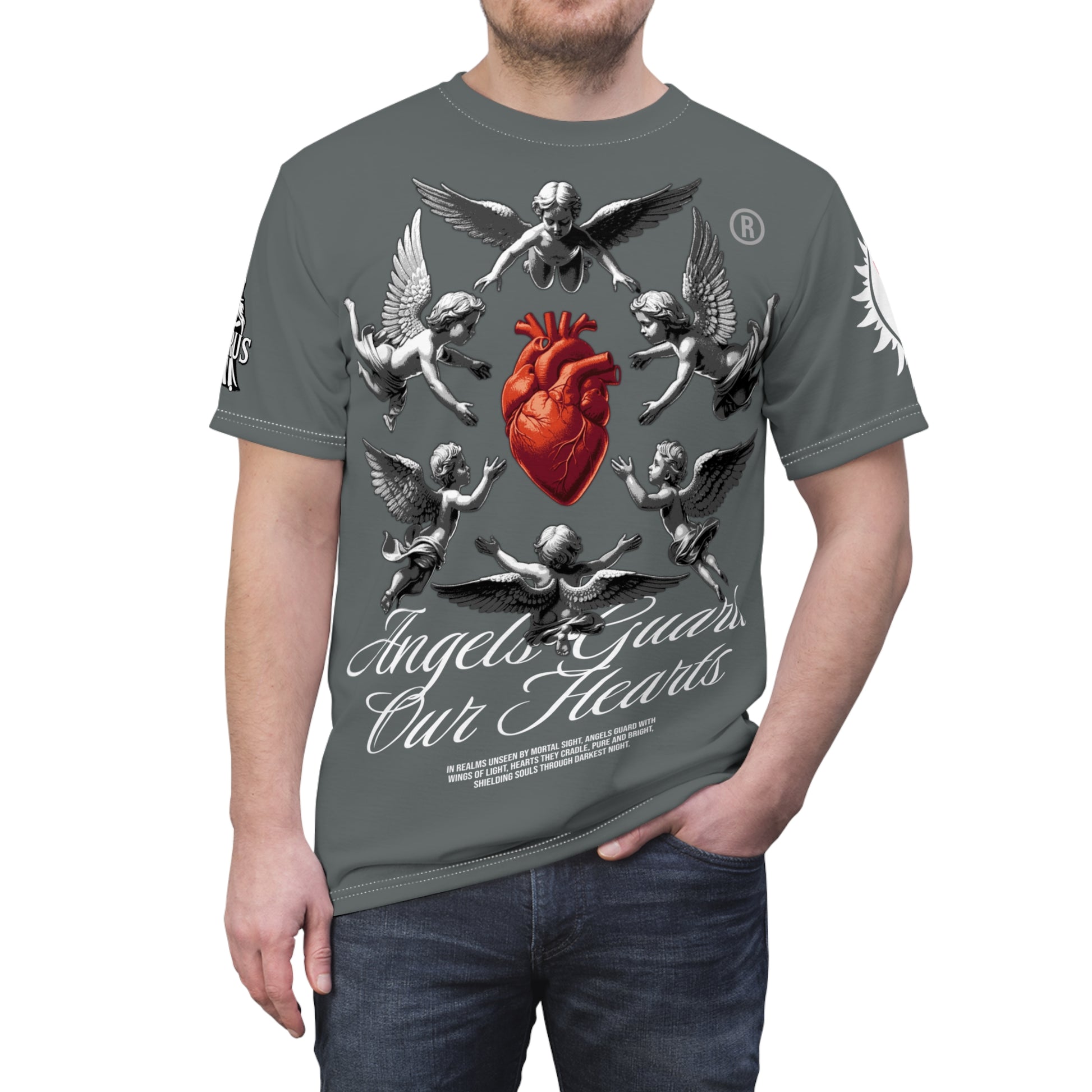 Angels Guard Our Hearts Tee LD&P APPAREL GREY
