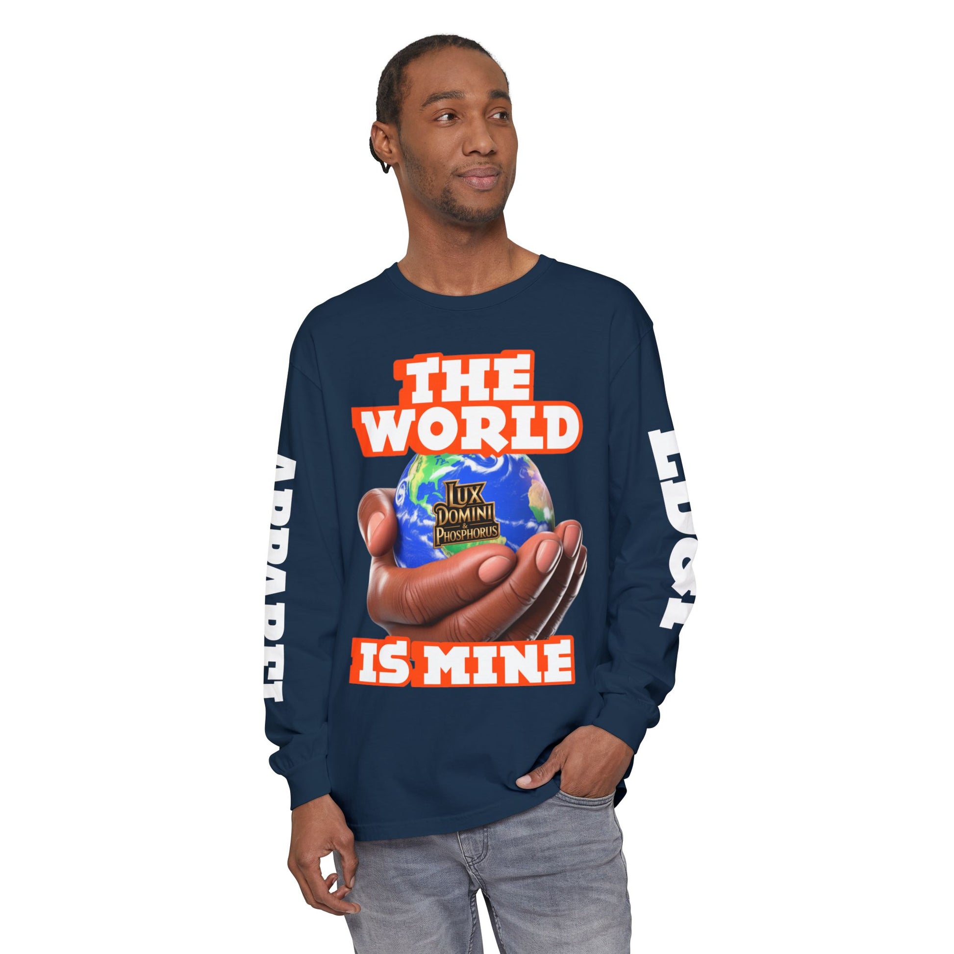 Garment-dyed Long Sleeve T-Shirt - The World Is Mine