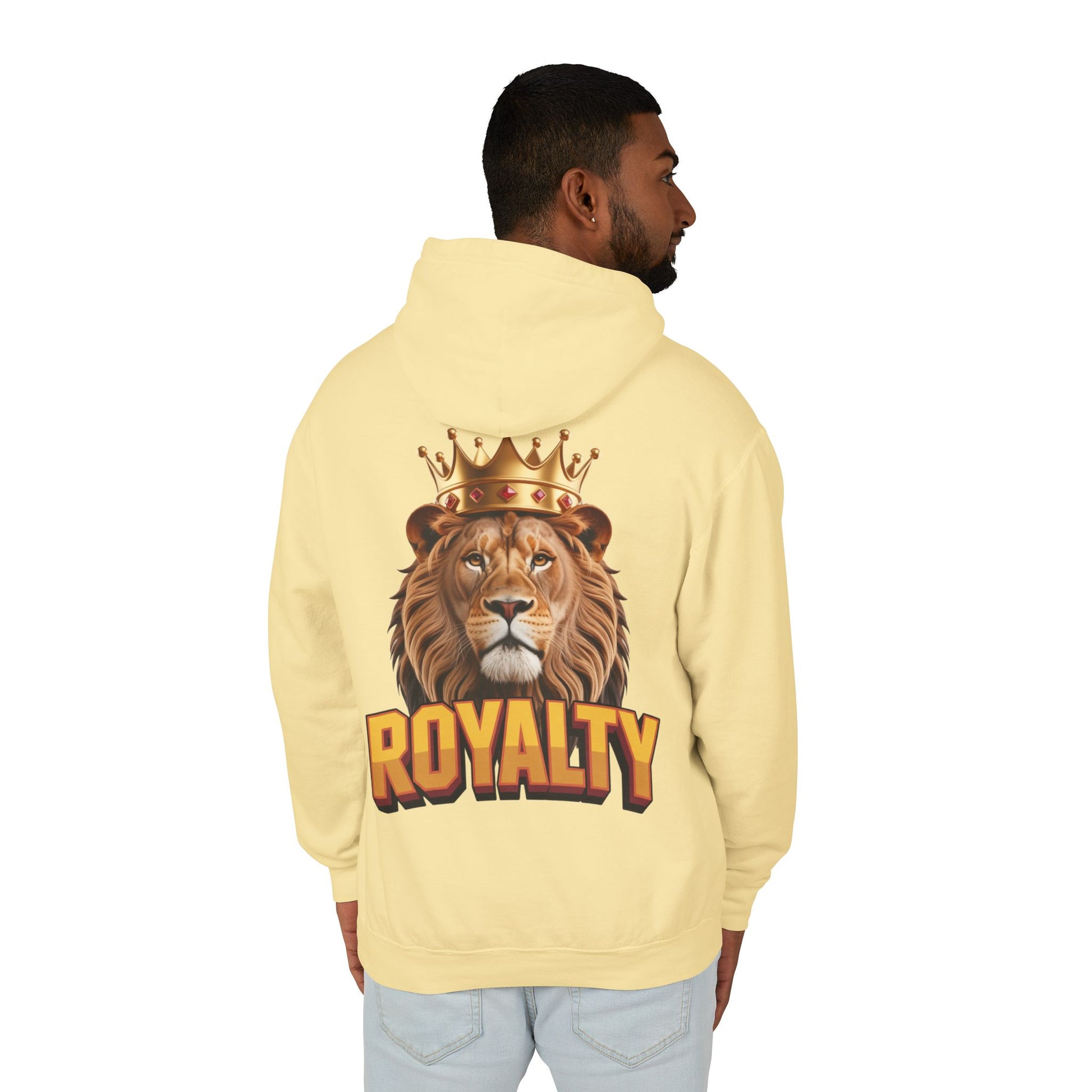 Royalty Lion Hooded Sweatshirt, Unisex Lightweight Pullover, King of the Jungle Sweatshirt, Animal Lover Gift, Cool Casual Wear