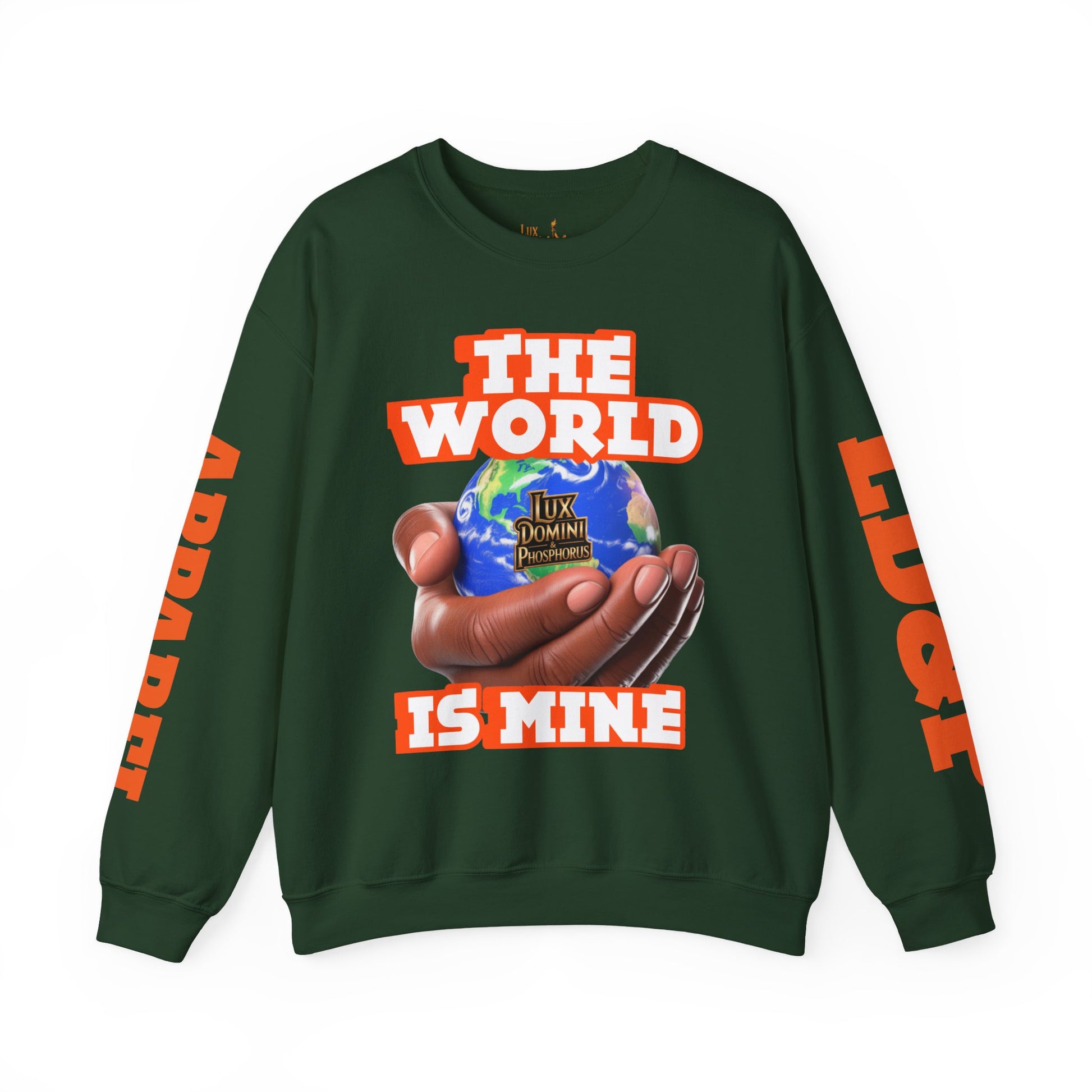 Graphic Sweatshirt - The World Is Mine Lux Domini and Phosphoros Apparel