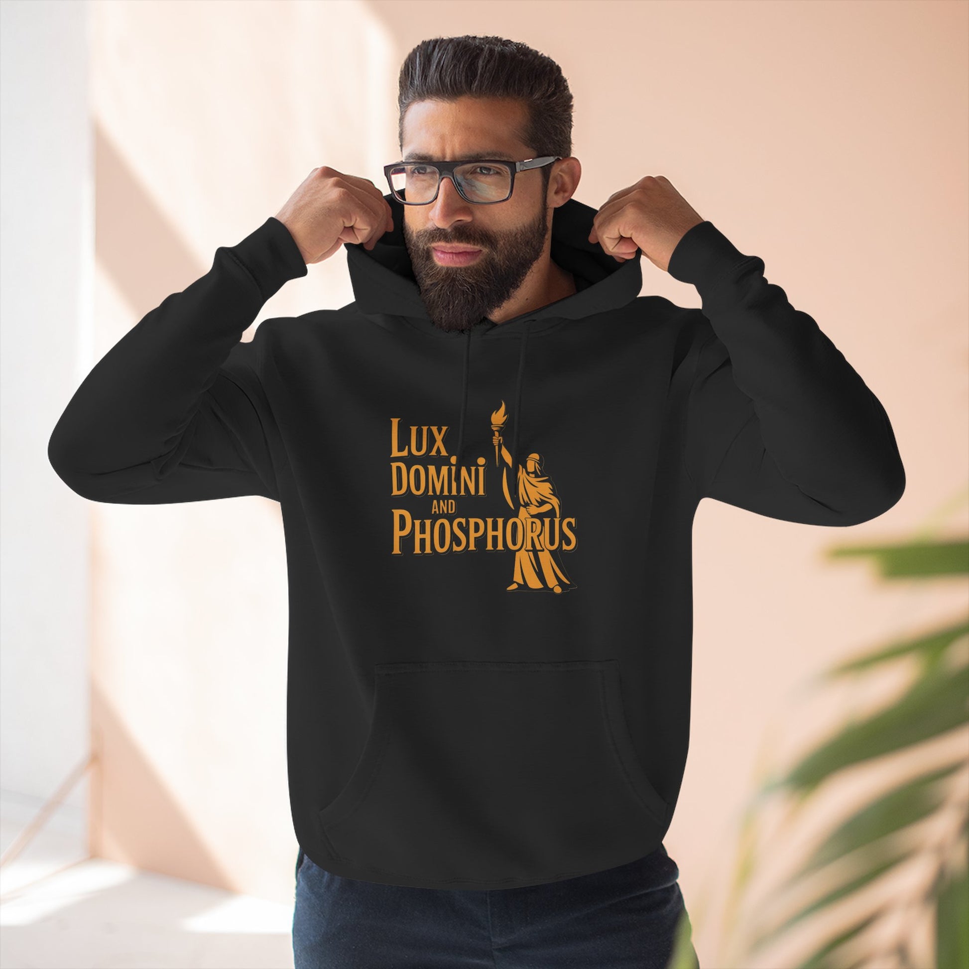 Fleece Hoodie Lux Domini and Phosphorus Apparel Design