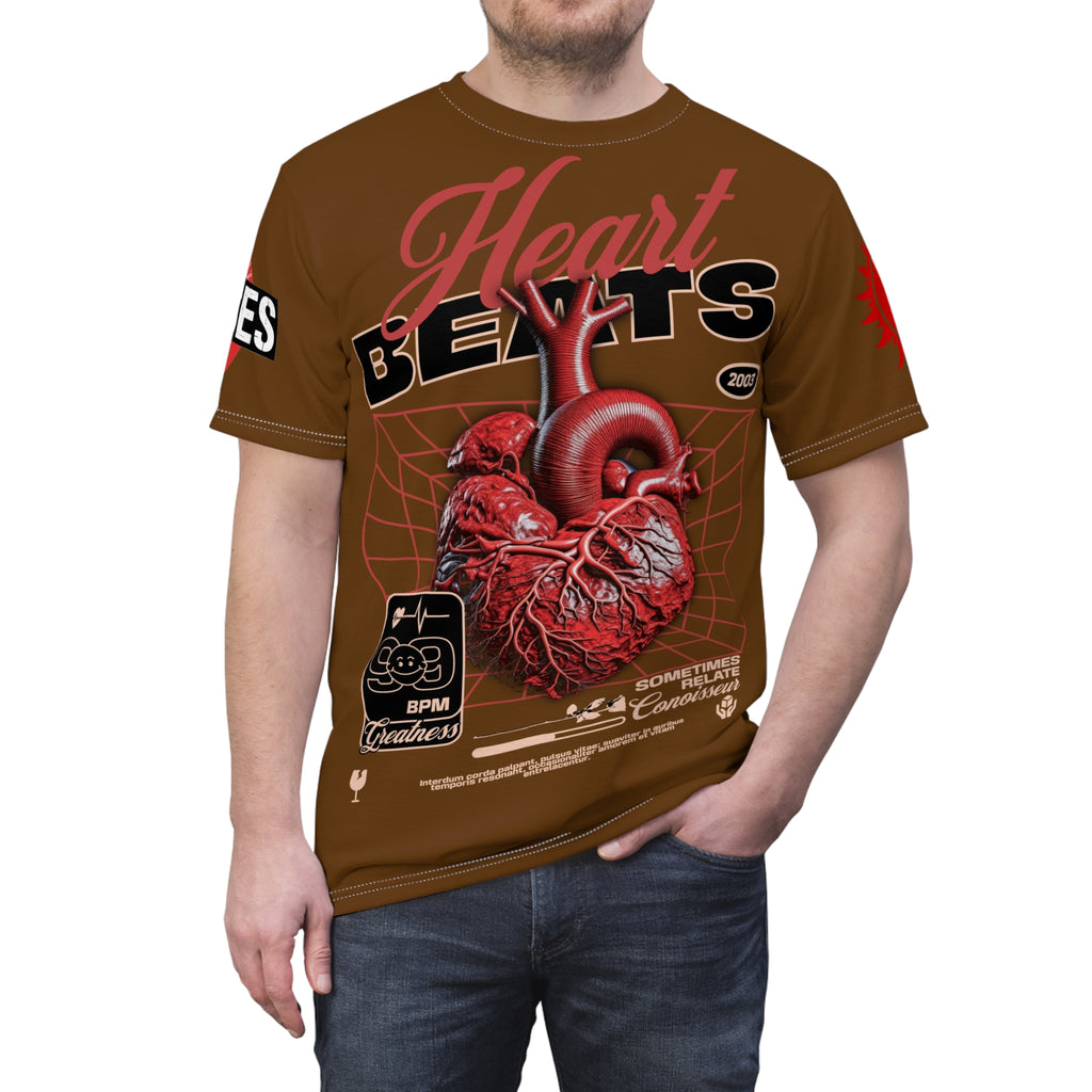 Heart Beats LD&P Apparel Design Graphic Tee Brown