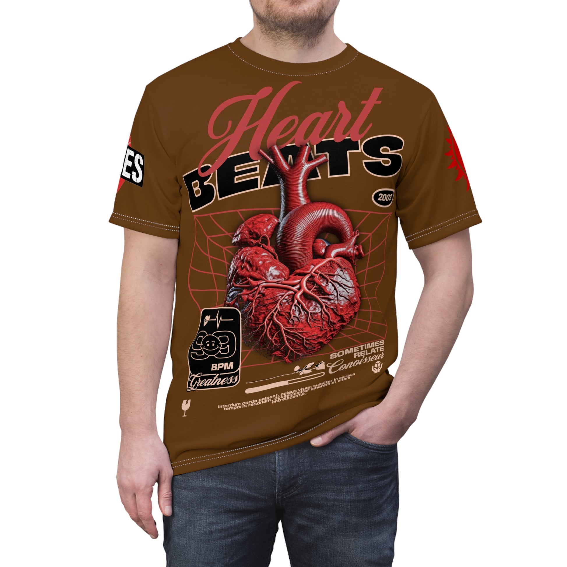 Heart Beats LD&P Apparel Design Graphic Tee Brown