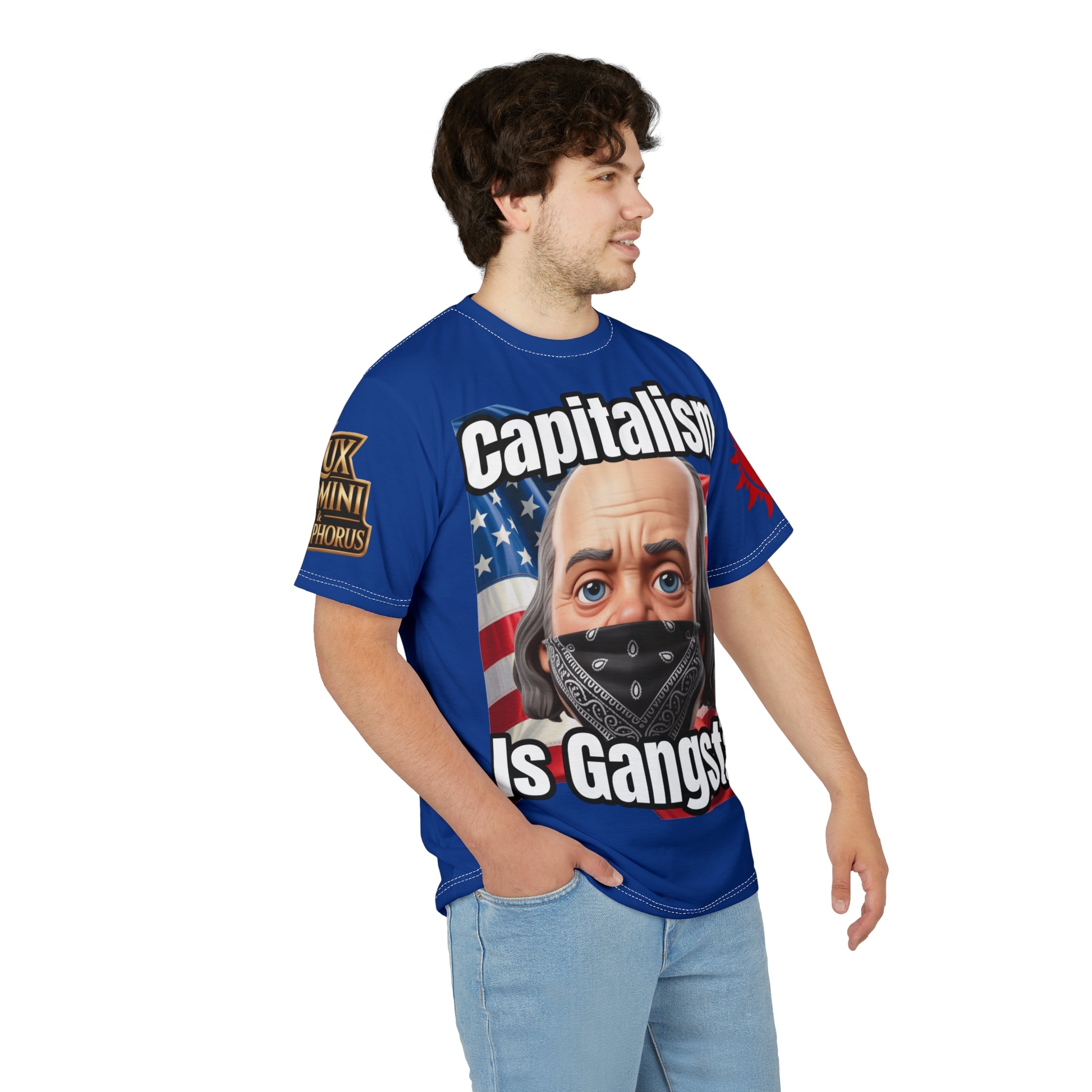 Capitalism Unisex Cut & Sew Tee blue