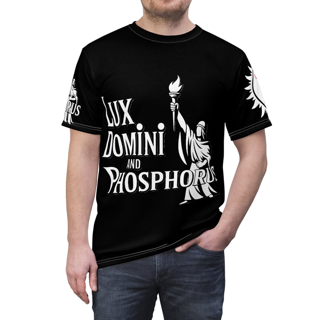 Black and white  of Unisex Tee - Lux Domini and Phosphorus LD&P Apparel Design