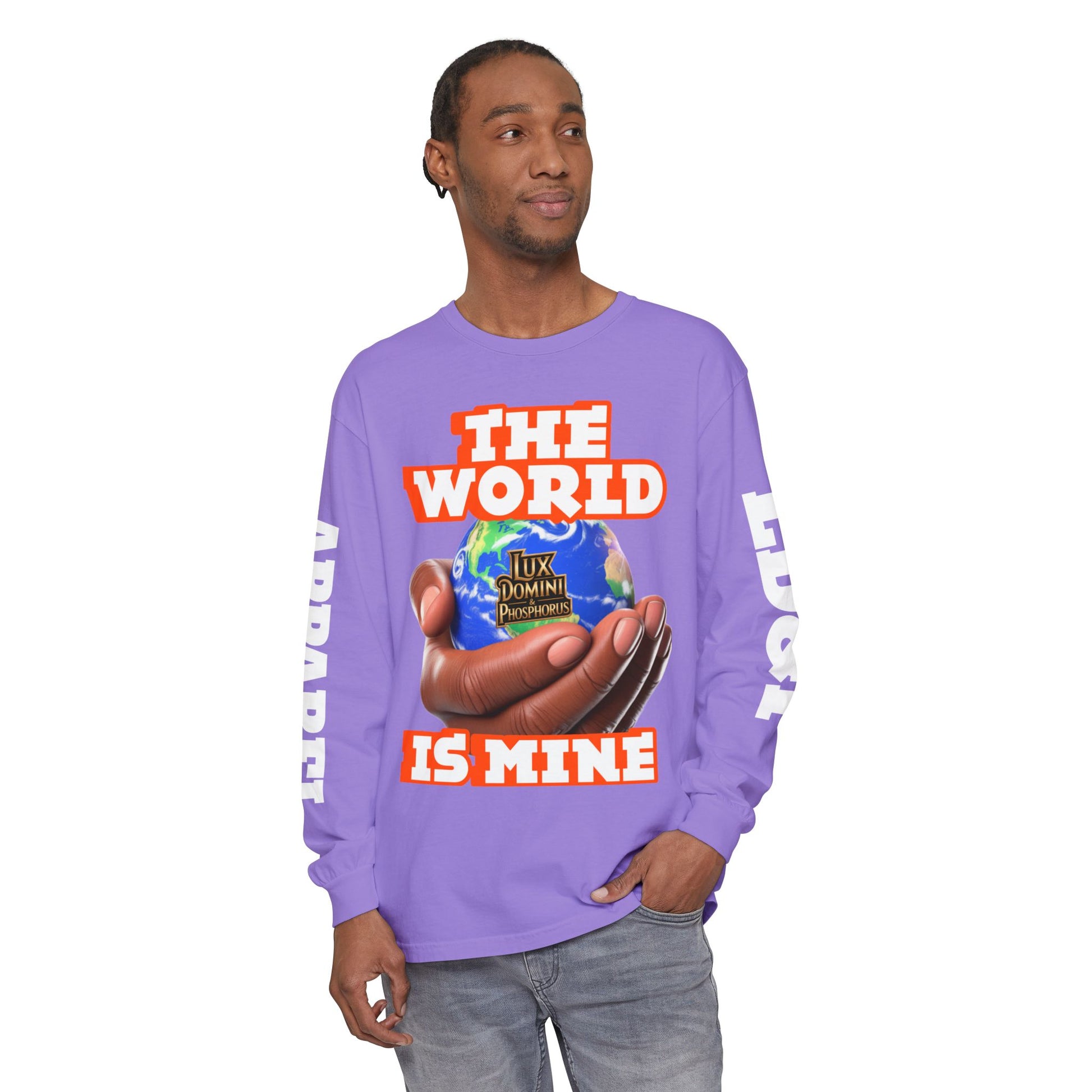 Garment-dyed Long Sleeve T-Shirt - The World Is Mine