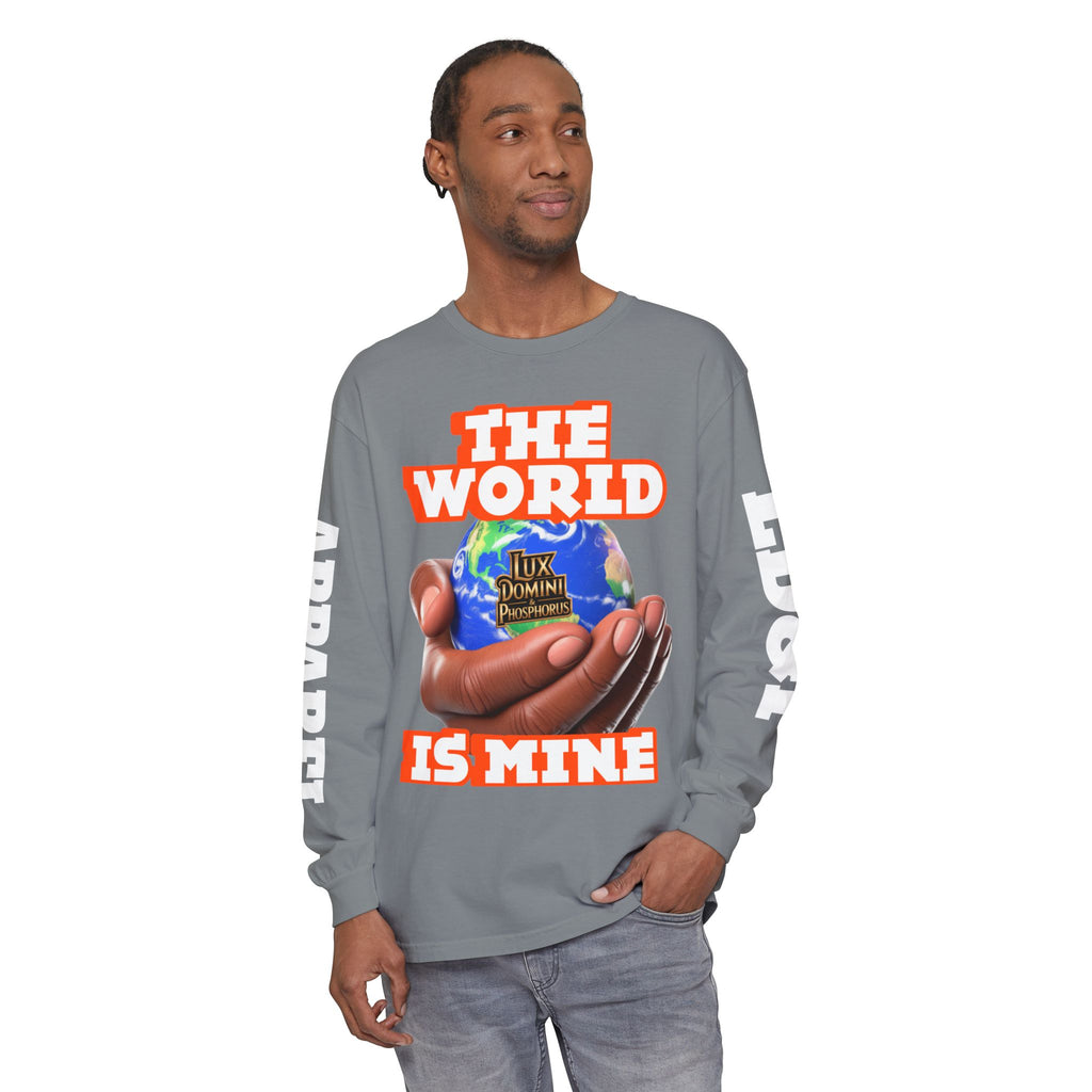 Garment-dyed Long Sleeve T-Shirt - The World Is Mine