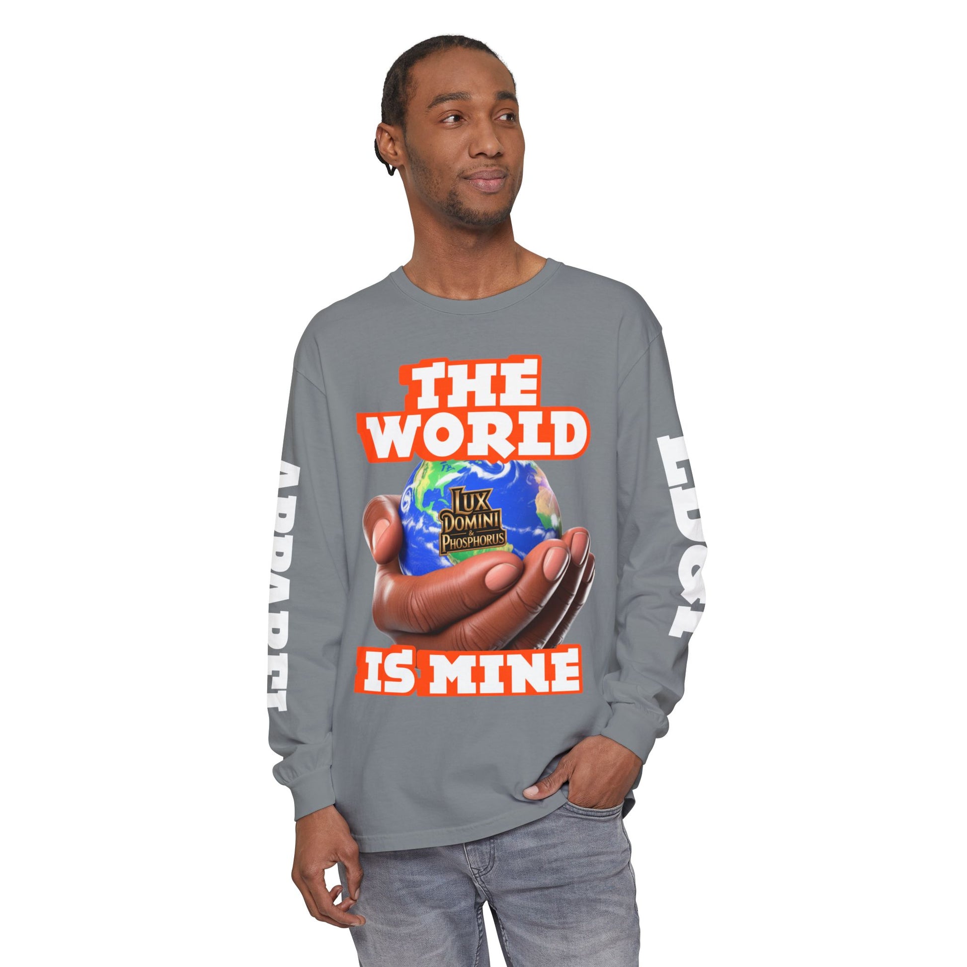 Garment-dyed Long Sleeve T-Shirt - The World Is Mine
