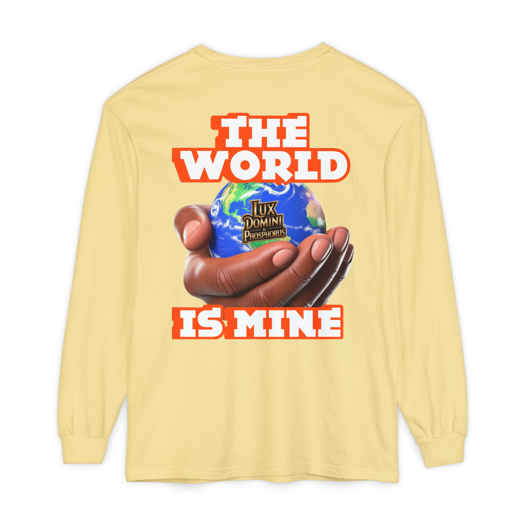 Garment-dyed Long Sleeve T-Shirt - The World Is Mine