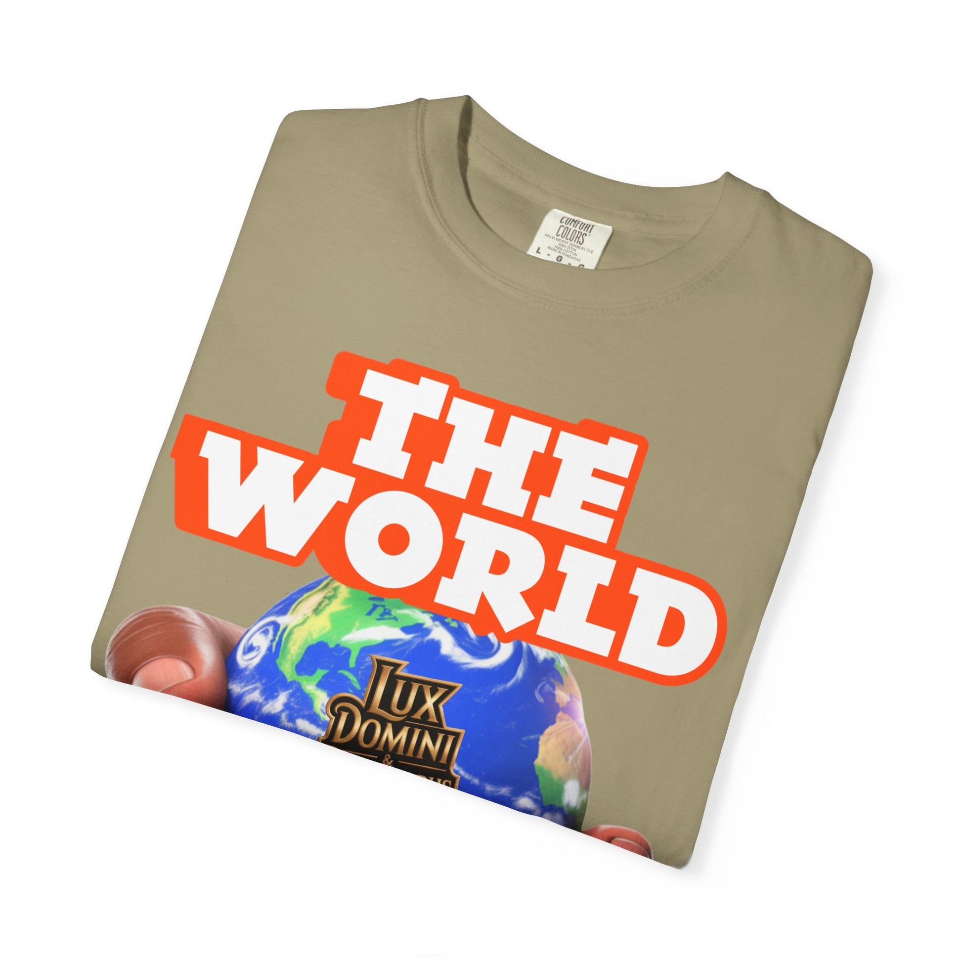 Unisex T-shirt Lux Domini and Phosphoros The World is Mine Design