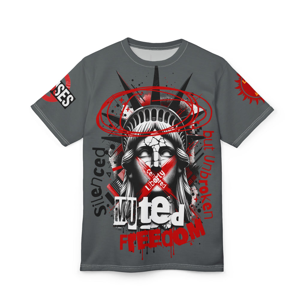 Muted Freedom LD&P APPAREL DESIGN Graphic Tee Shirt Grey