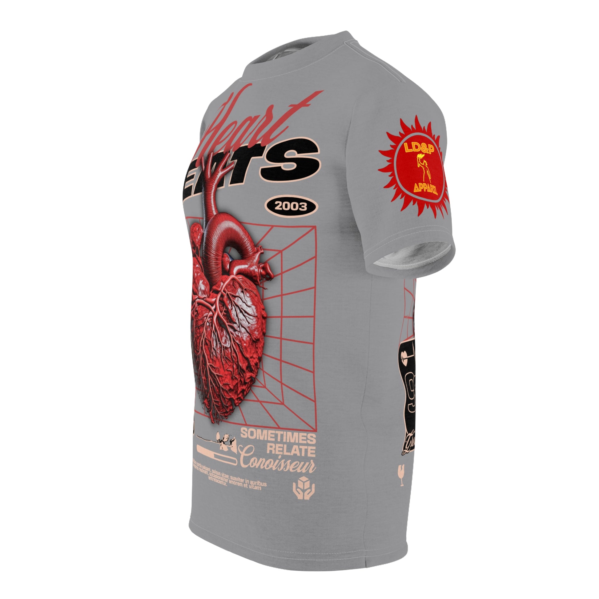 Heart Beats LD&P Apparel Design Graphic Tee Grey