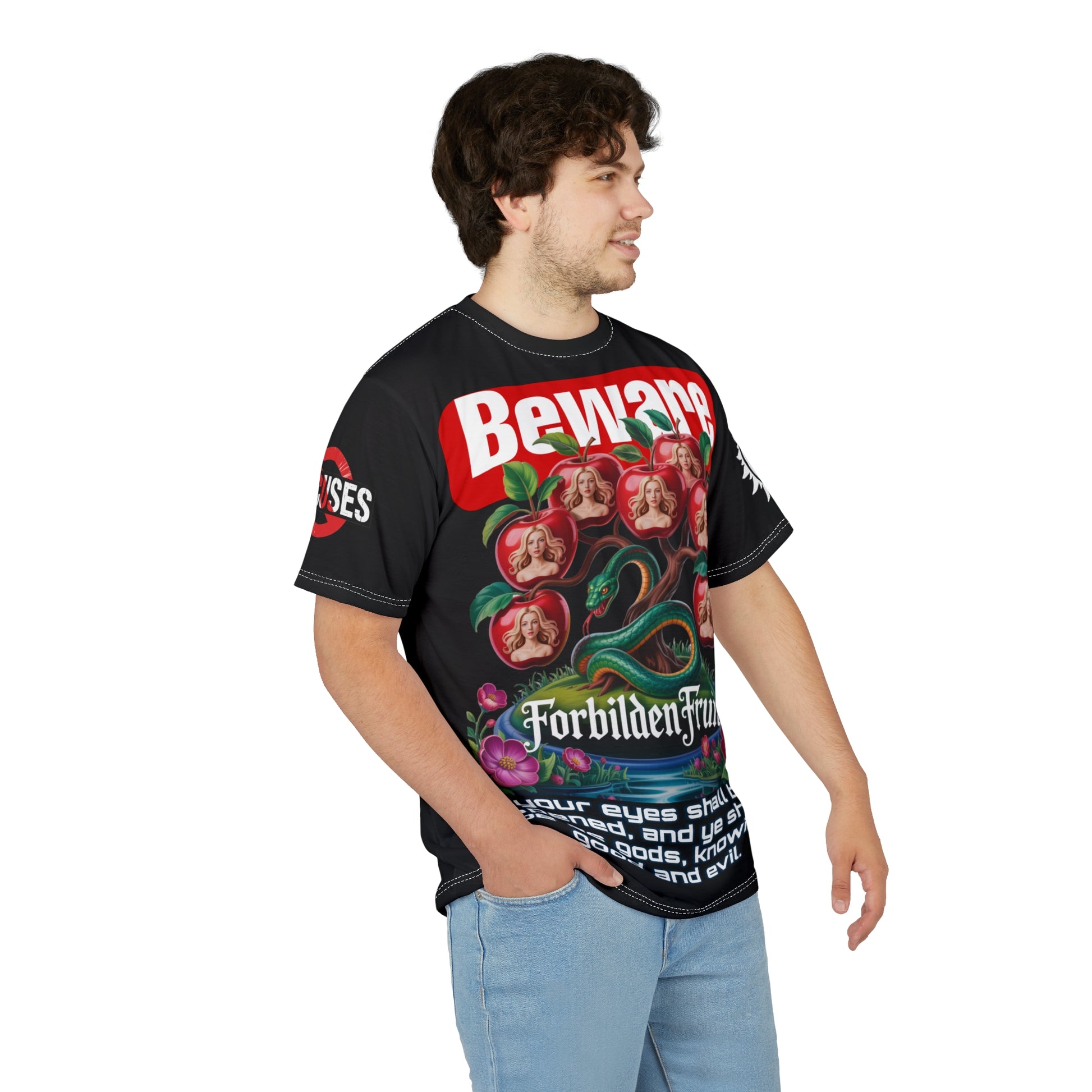 Beware Forbidden Fruit Graphic Tee LD&P APPAREL Black