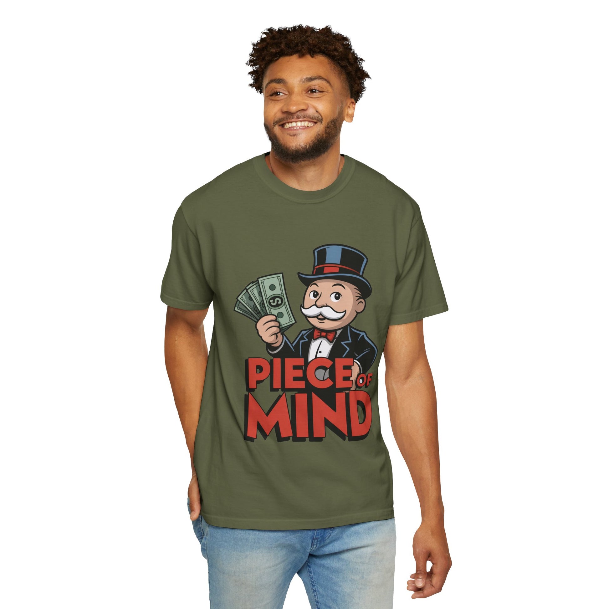 Garment-Dyed T-shirt Money Piece of Mind Design