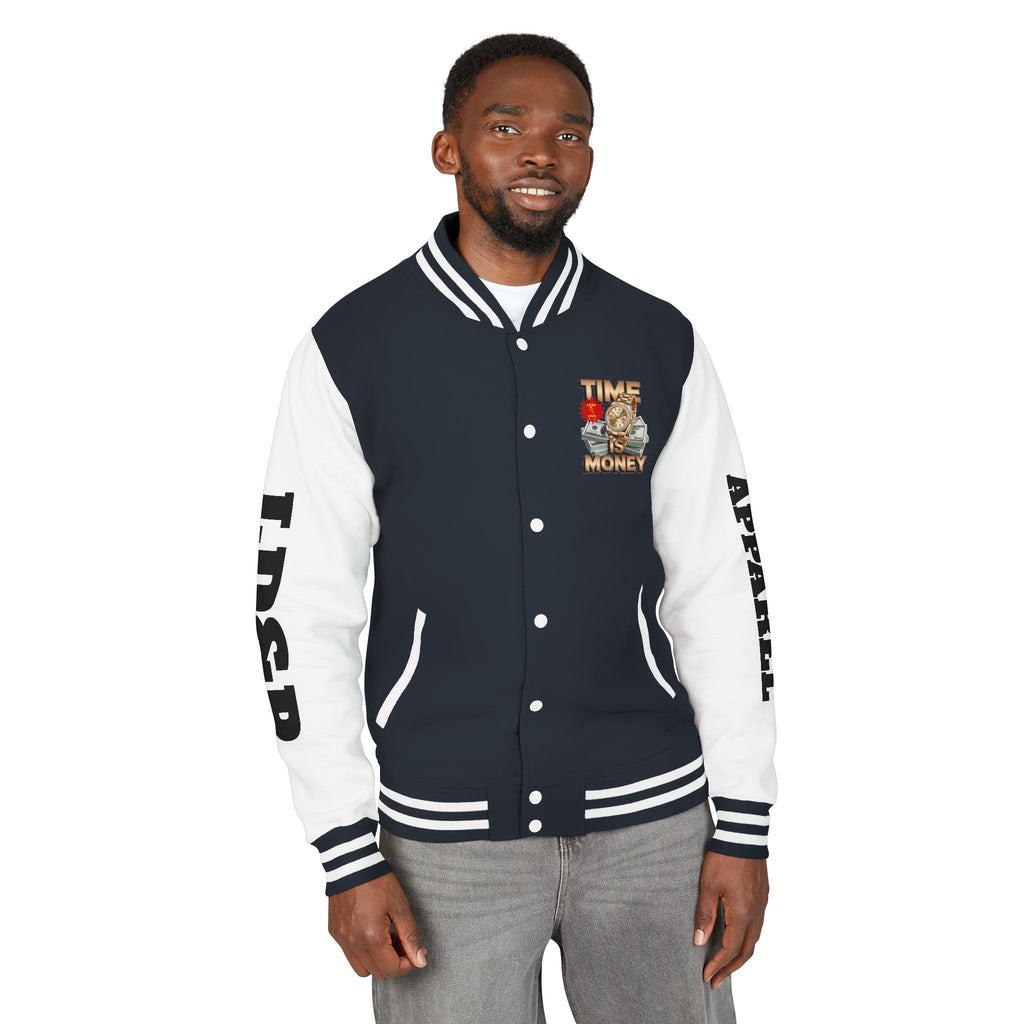 Unisex Heavyweight Letterman Jacket – Time is Money Design