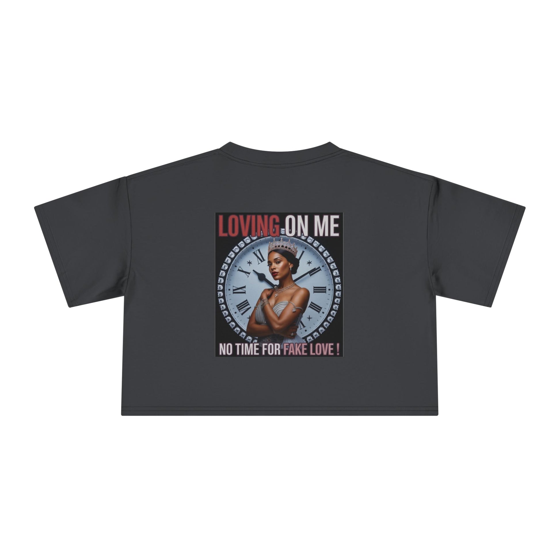 Loving On Me Crop Tee — "No Time for Fake Love" Women's Graphic Tee