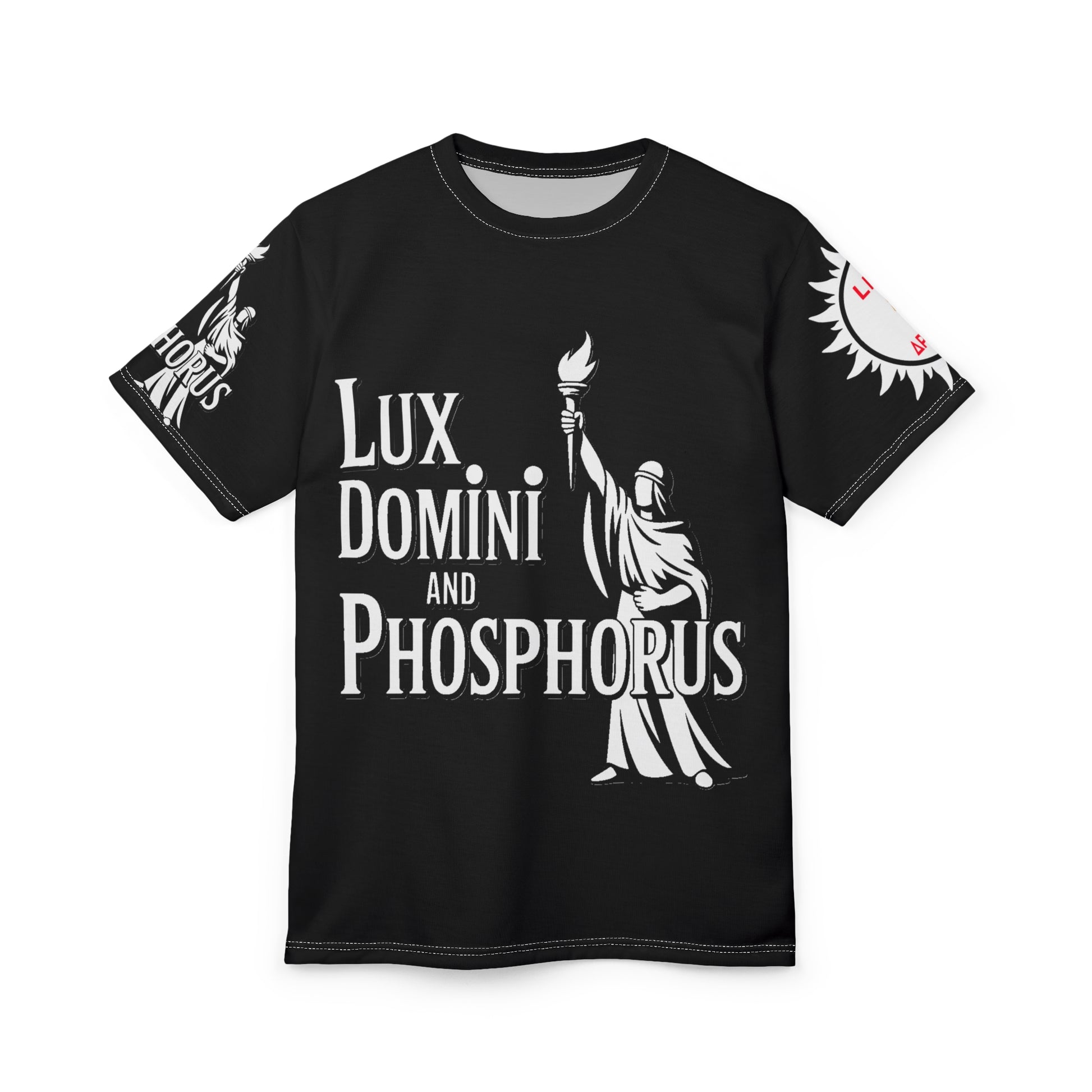 Black and white  of Unisex Tee - Lux Domini and Phosphorus LD&P Apparel Design