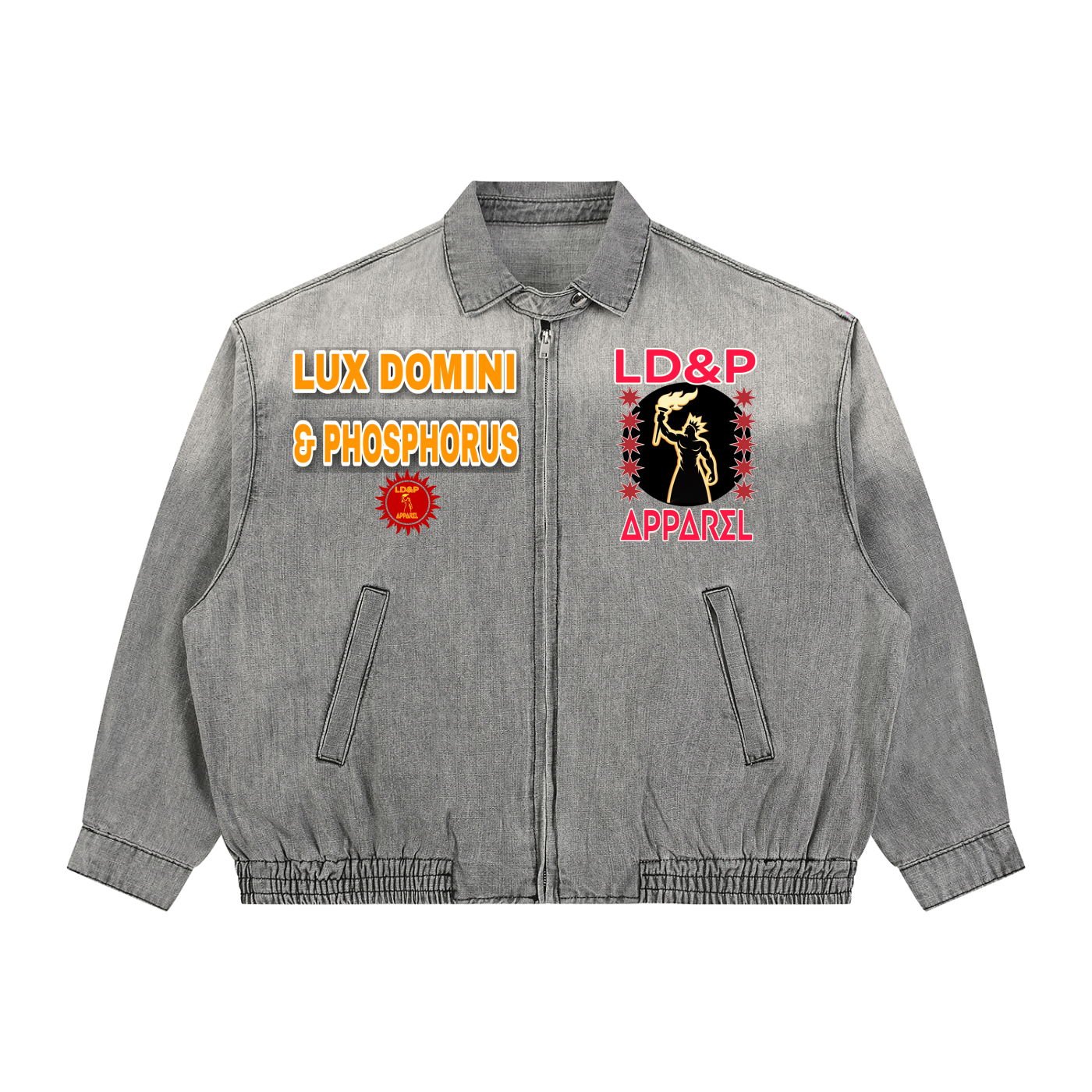 Unisex Vintage Wash Full-Zip Denim  LD&P Apparel Jacket