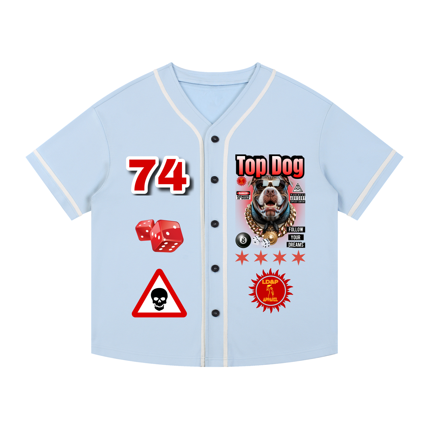 TOP DOG Contrast Piped Button-Up Jersey