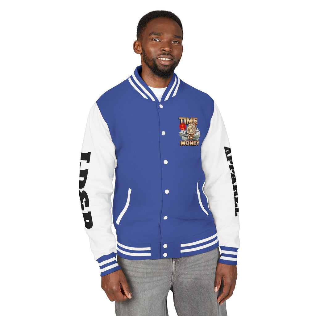 Unisex Heavyweight Letterman Jacket – Time is Money Design
