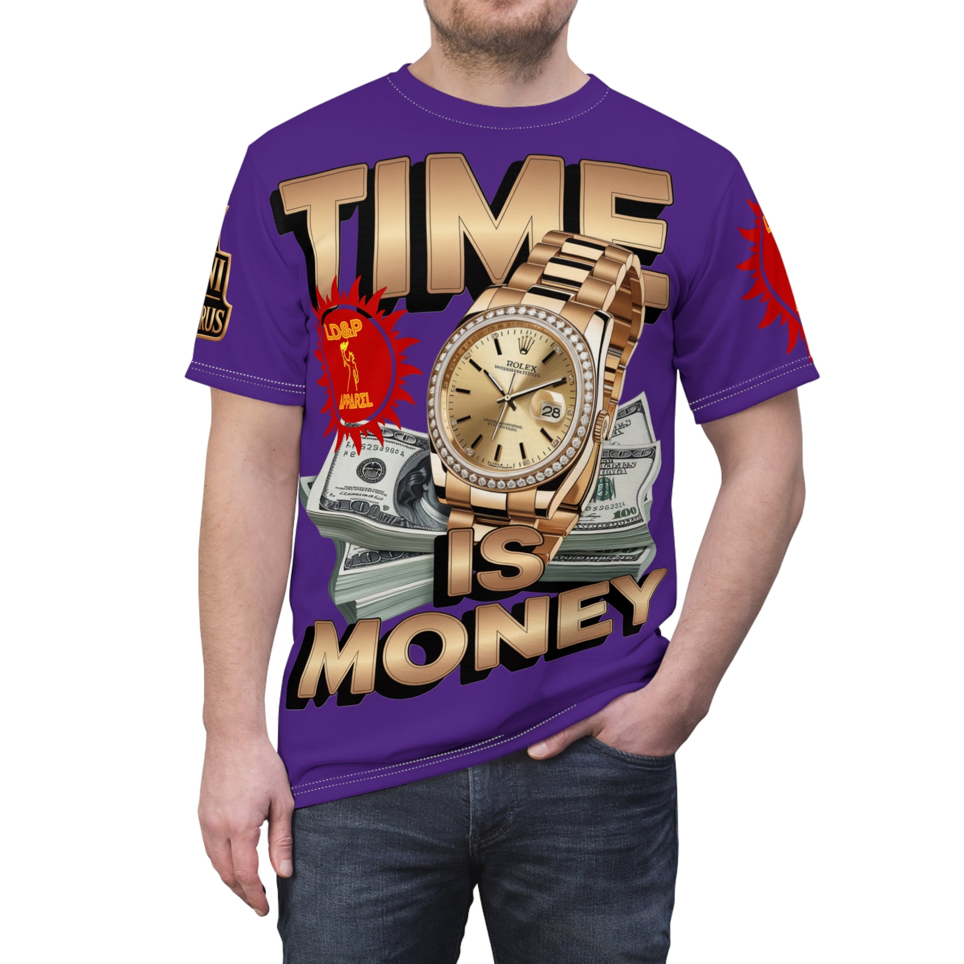 Time Is Money Unisex Tee - LD&P Apparel Design purple