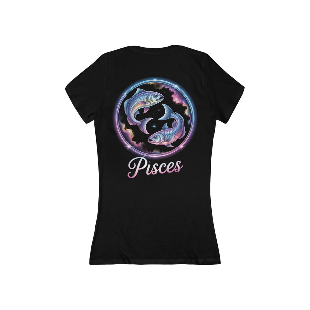Pisces Zodiac V‑Neck Tee — Feminine Horoscope Fish Graphic Shirt