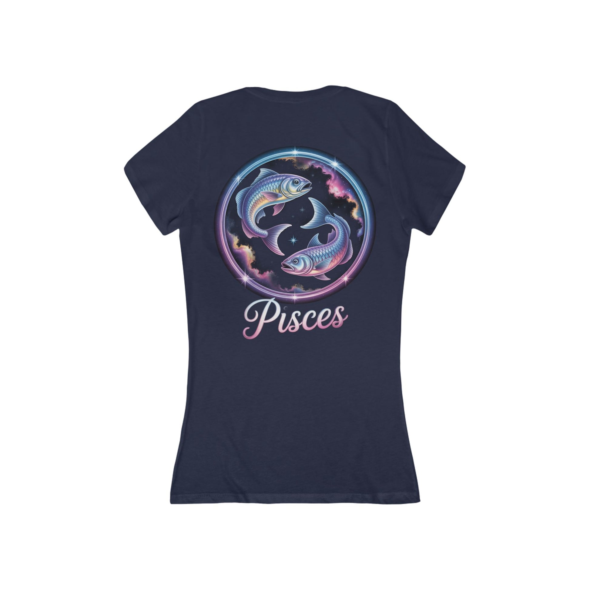 Pisces Zodiac V‑Neck Tee — Feminine Horoscope Fish Graphic Shirt