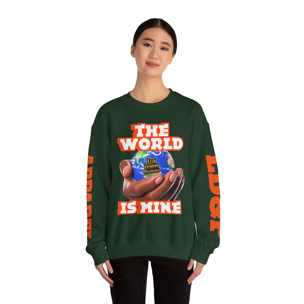 Graphic Sweatshirt - The World Is Mine Lux Domini and Phosphoros Apparel