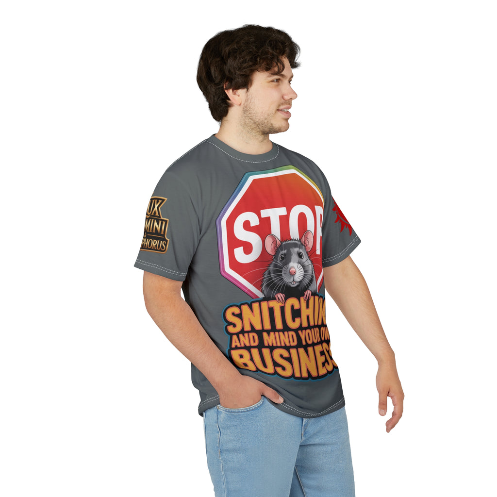 Grey Stop Snitching Print Unisex Cut & Sew Tee
