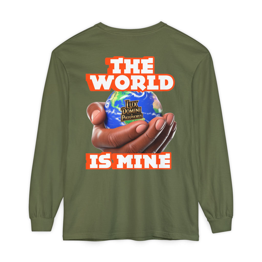 Garment-dyed Long Sleeve T-Shirt - The World Is Mine