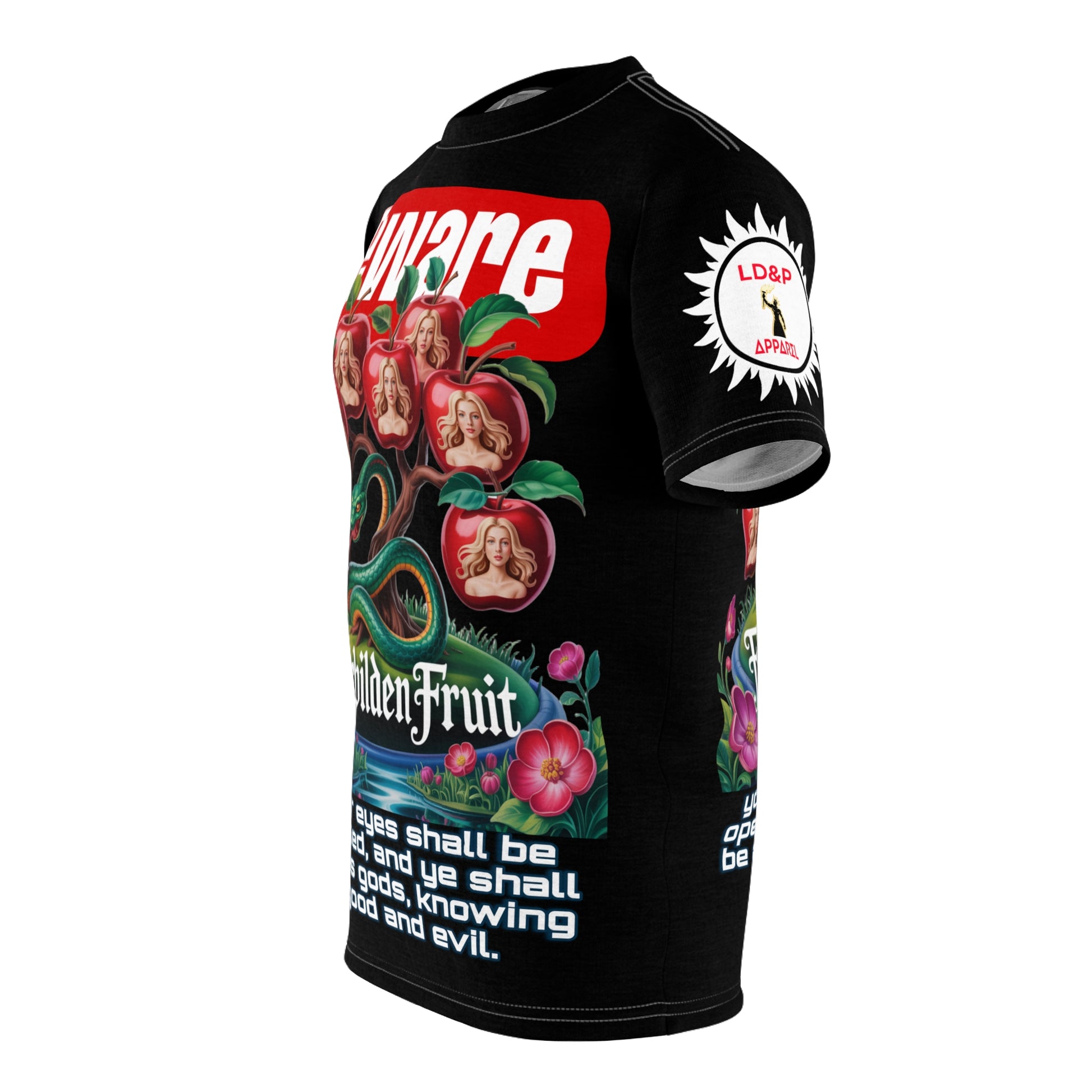 Beware Forbidden Fruit Graphic Tee LD&P APPAREL Black