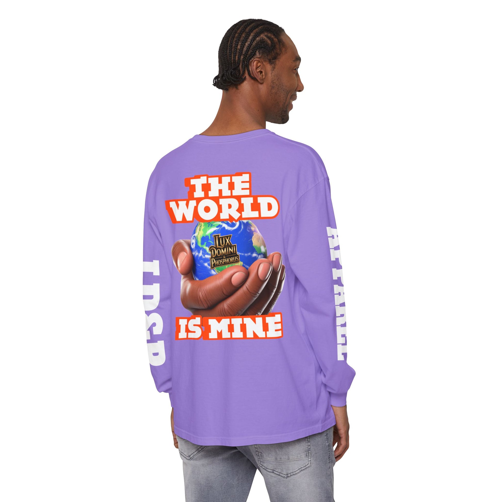 Garment-dyed Long Sleeve T-Shirt - The World Is Mine