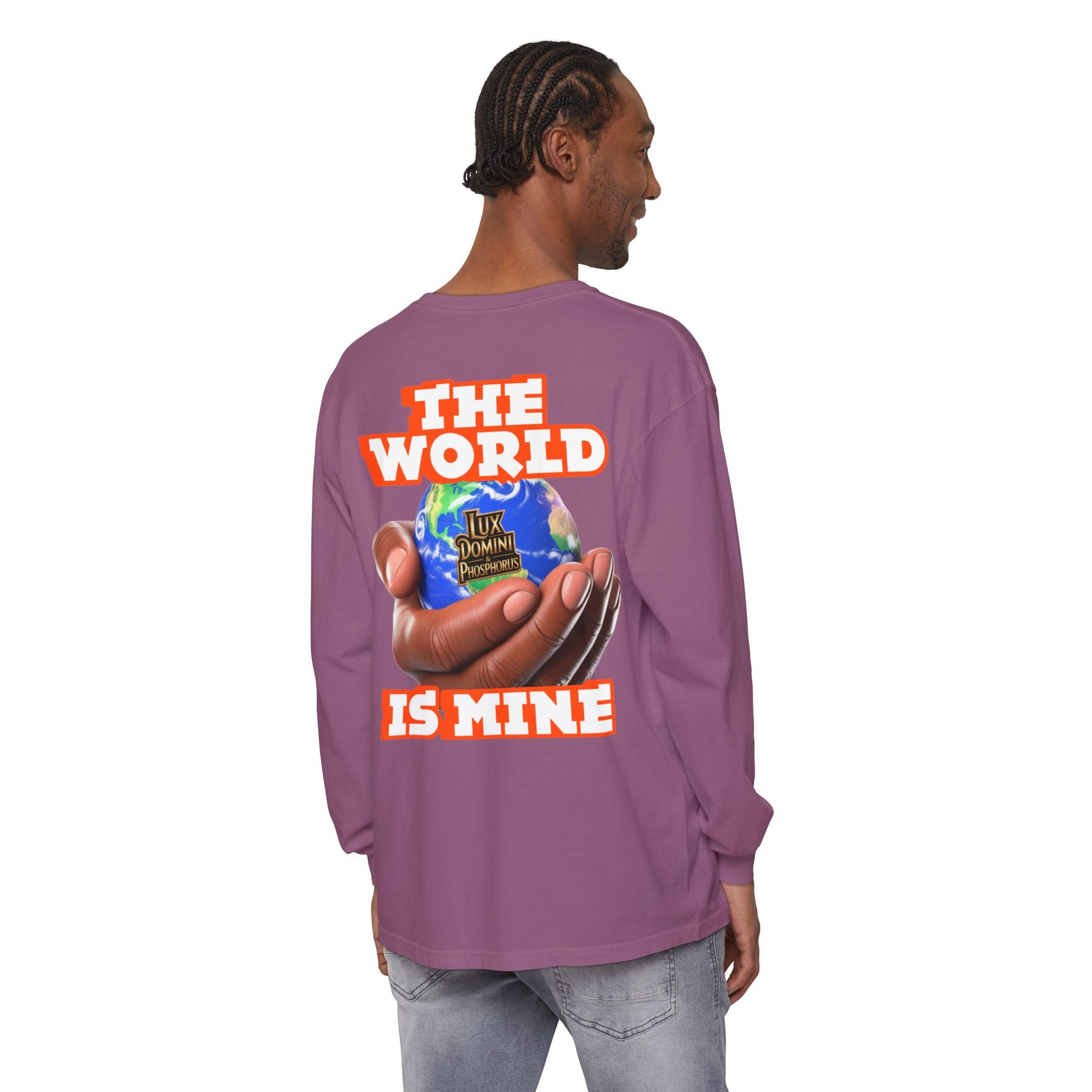 Garment-dyed Long Sleeve T-Shirt - The World Is Mine