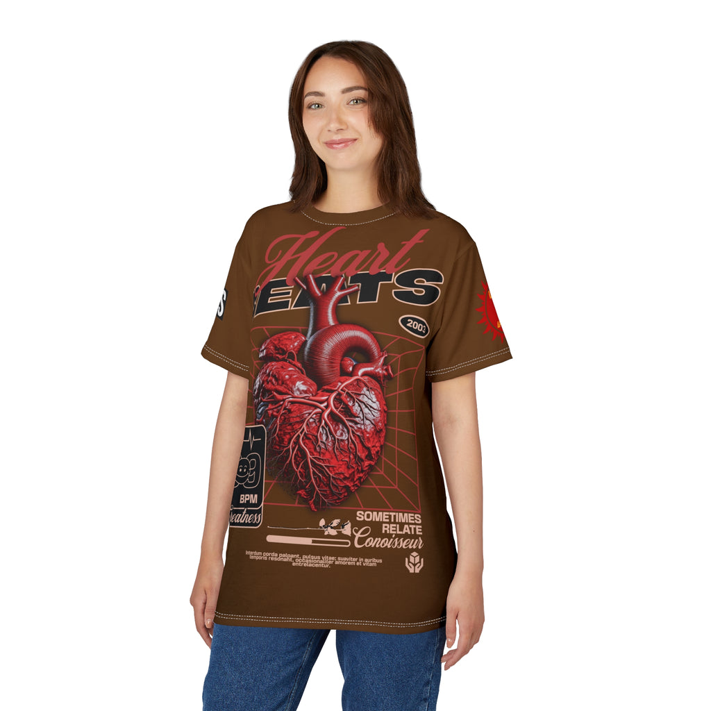 Heart Beats LD&P Apparel Design Graphic Tee Brown