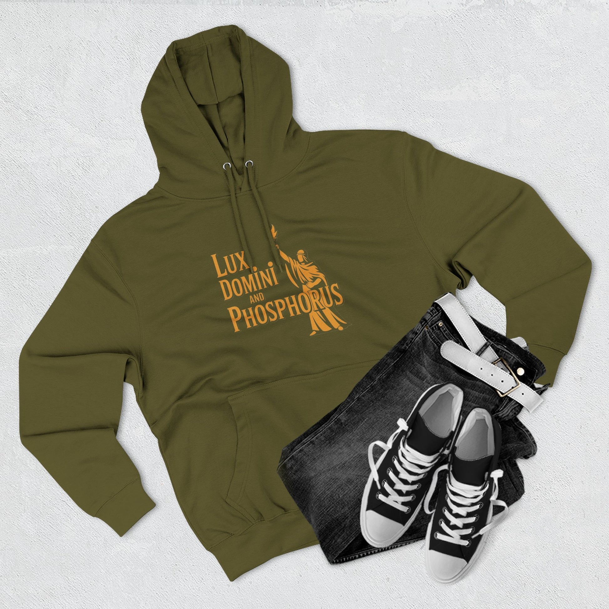 Fleece Hoodie Lux Domini and Phosphorus Apparel Design
