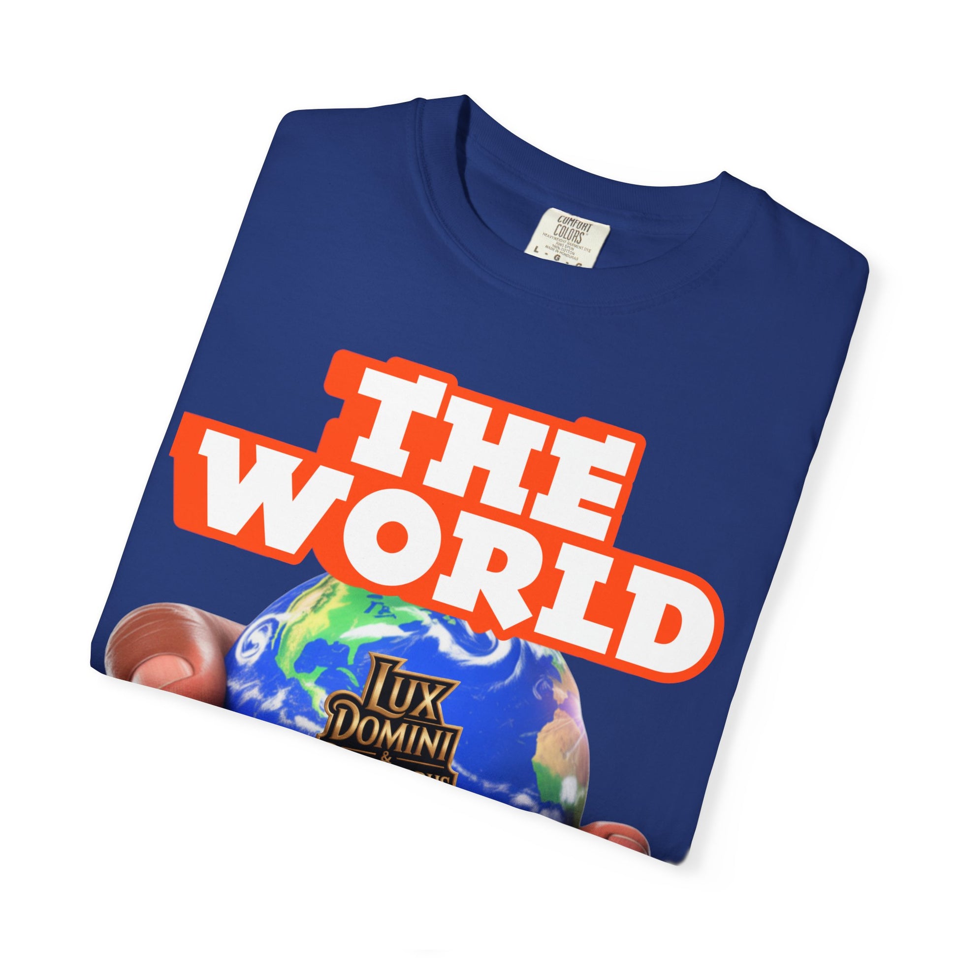 Unisex T-shirt Lux Domini and Phosphoros The World is Mine Design