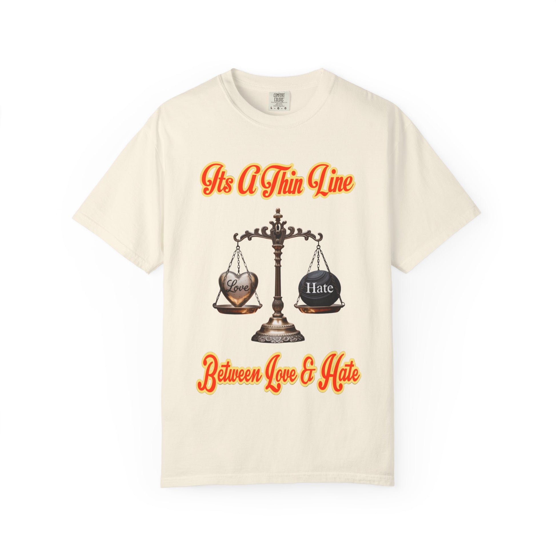 Garment-Dyed T-shirt Thin Line Love Hate LD&amp;P APPAREL Design
