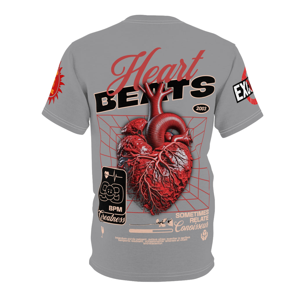Heart Beats LD&P Apparel Design Graphic Tee Grey