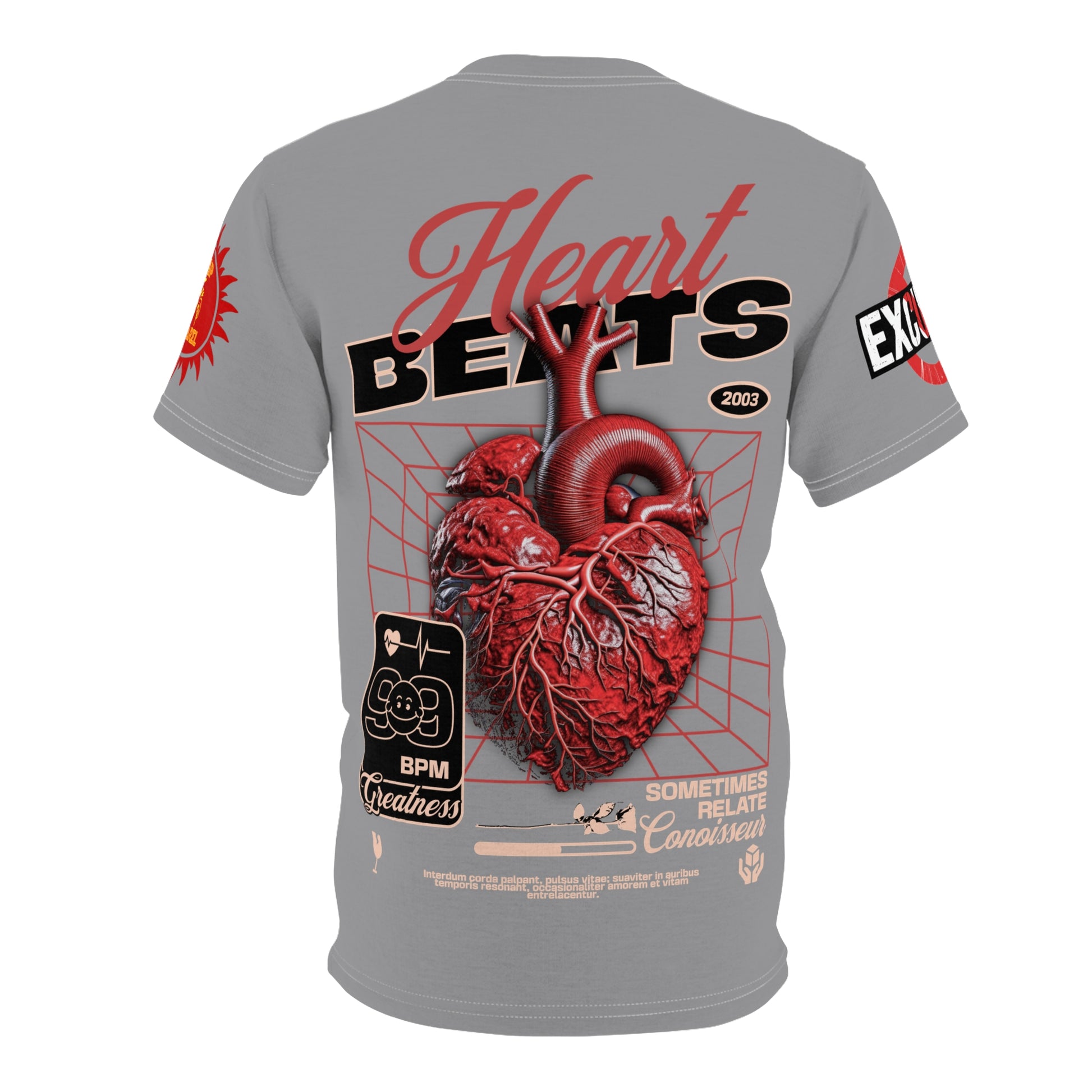 Heart Beats LD&P Apparel Design Graphic Tee Grey