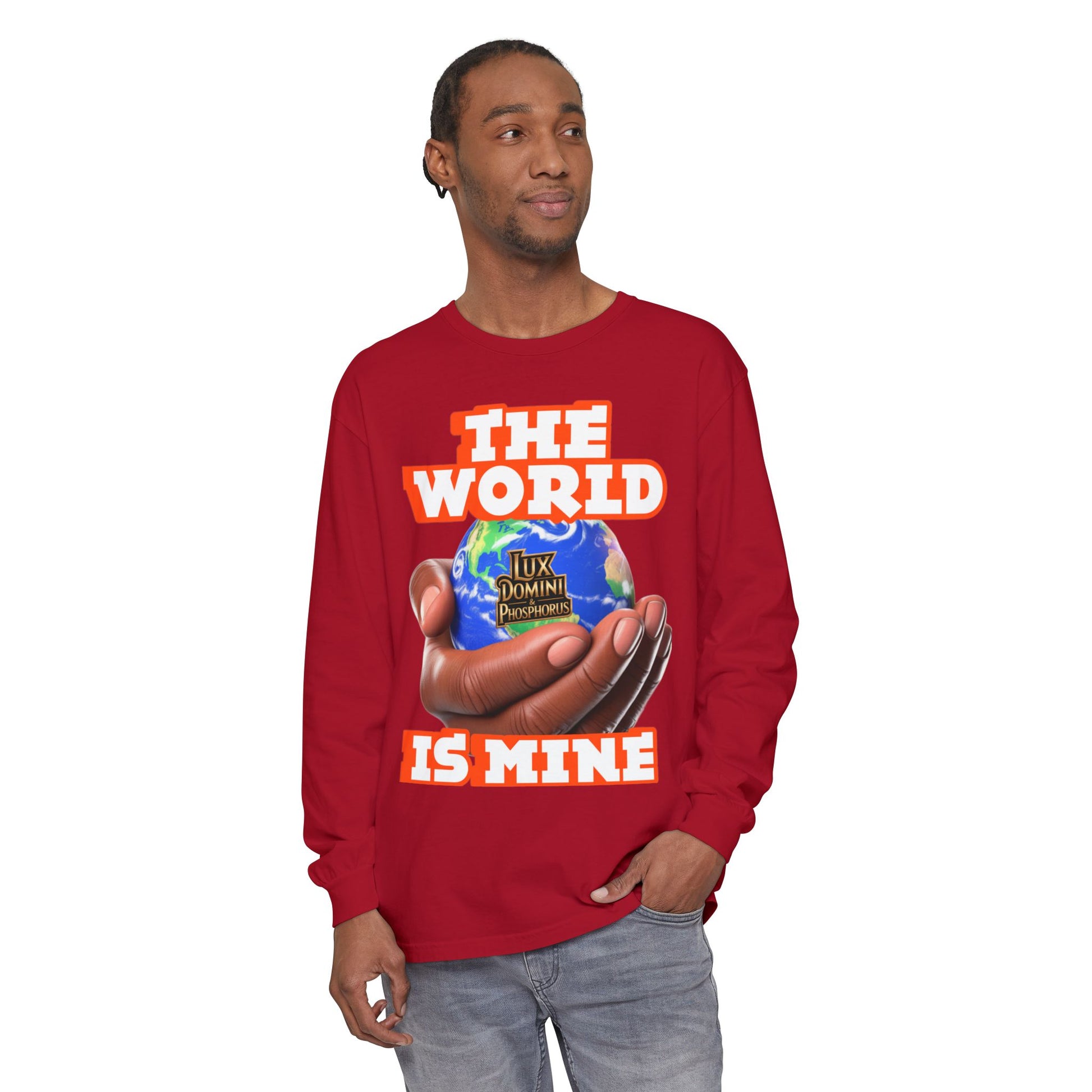 Garment-dyed Long Sleeve T-Shirt - The World Is Mine
