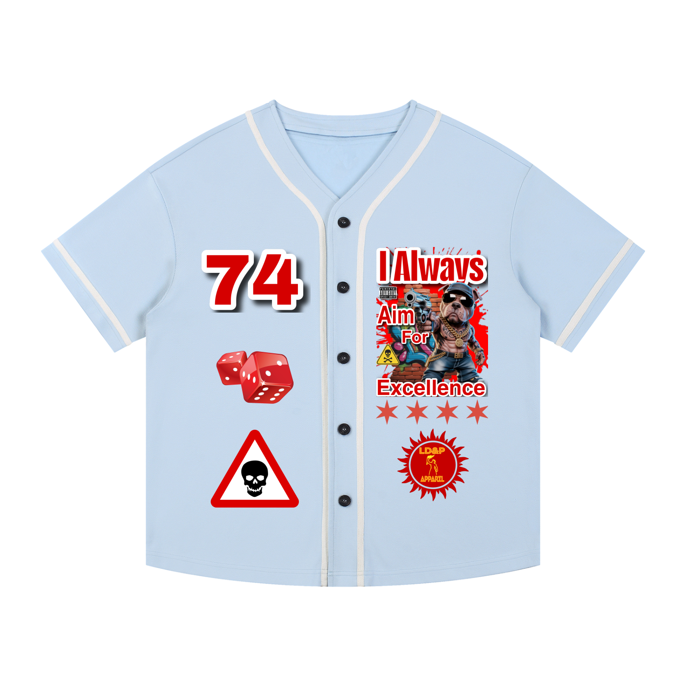 I ALWAYS AIM FOR... LD&P APPAREL  Piped Button-Up Jersey