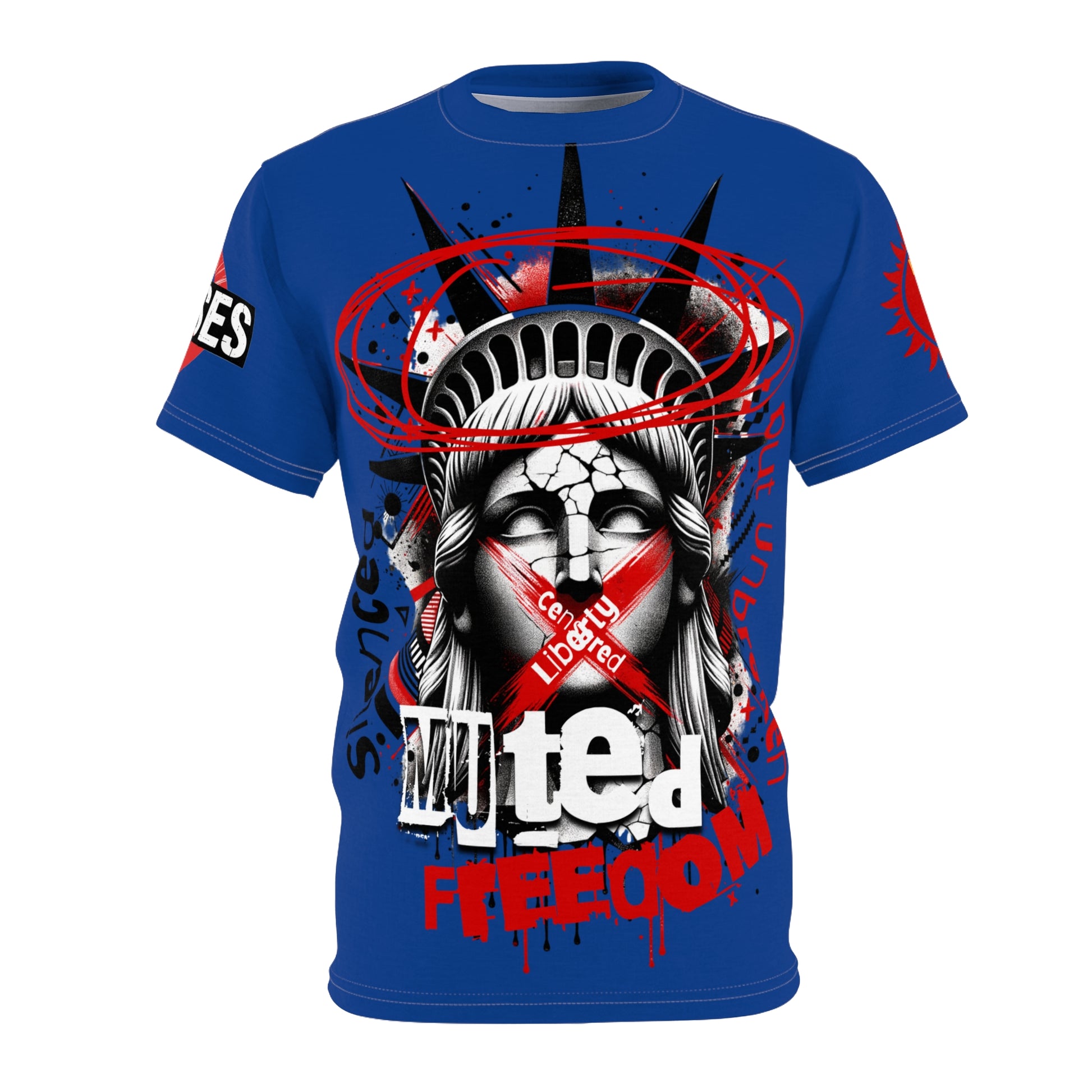 Muted Freedom LD&P APPAREL DESIGN Graphic Tee Shirt Blue