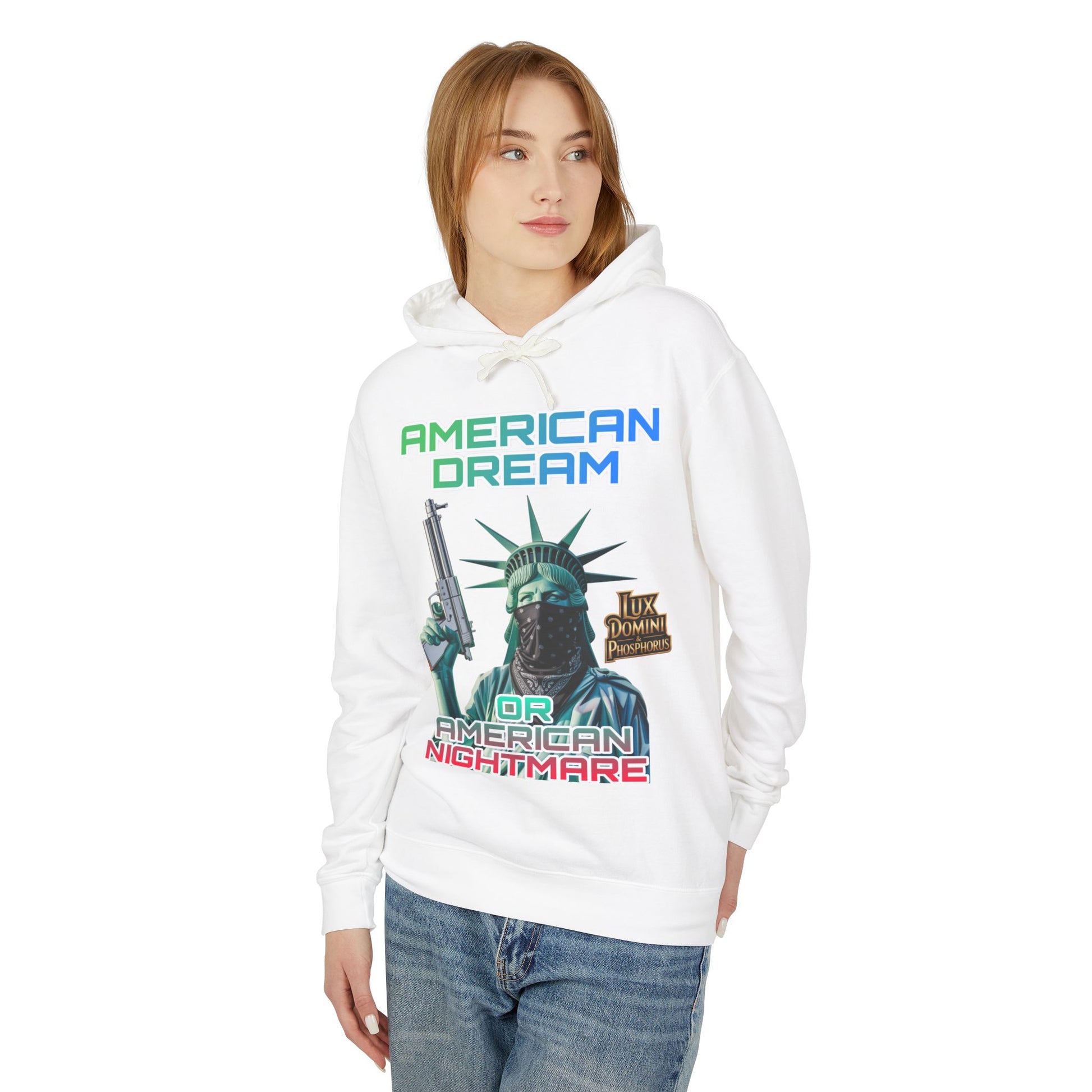 Lightweight Hooded Sweatshirt - American Dream or Nightmare Design