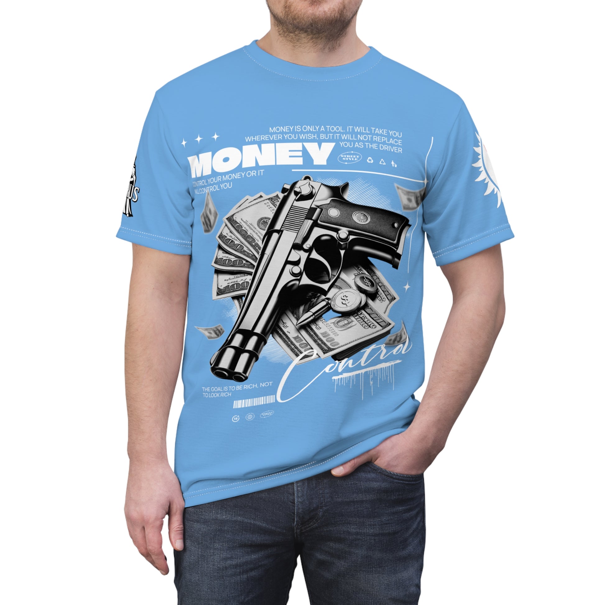 Money Control Graphic Tee LD&P APPAREL LIGHT BLUE