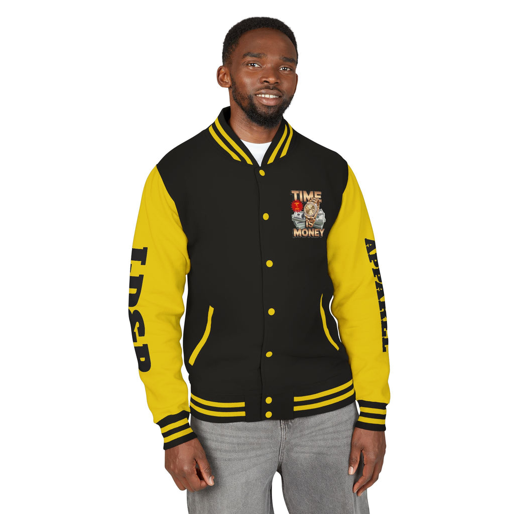 Unisex Heavyweight Letterman Jacket – Time is Money Design