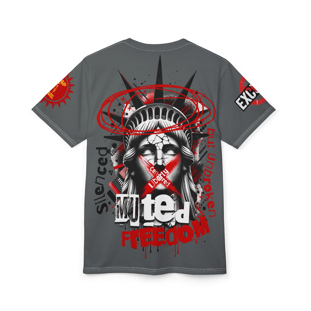 Muted Freedom LD&P APPAREL DESIGN Graphic Tee Shirt Grey