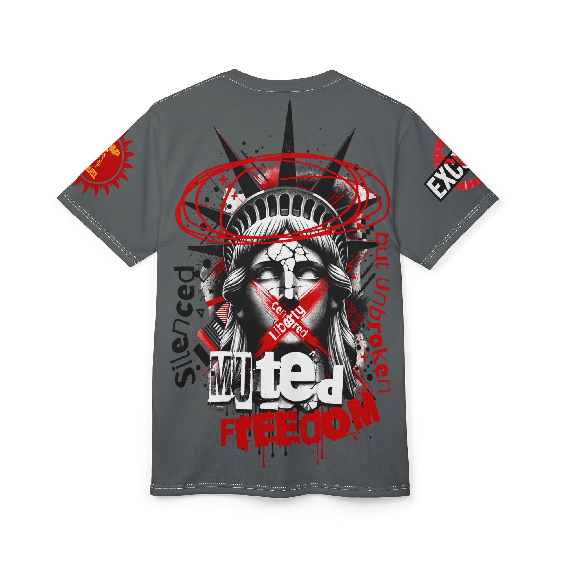 Muted Freedom LD&P APPAREL DESIGN Graphic Tee Shirt Grey